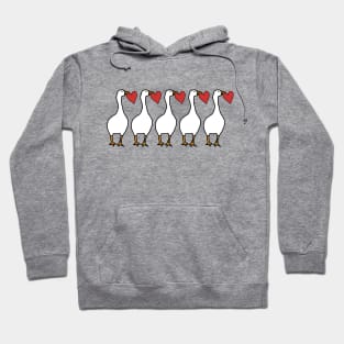 Five Animals Goose with Stolen Red Love Heart Valentines Day Hoodie